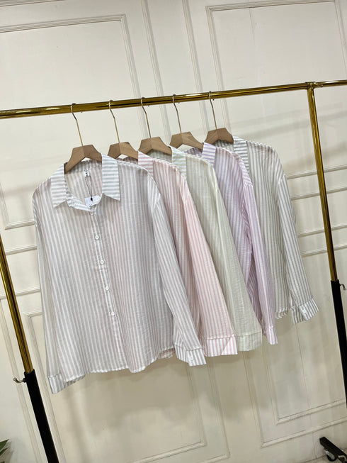 Women Stripes Summer See Through Shirts